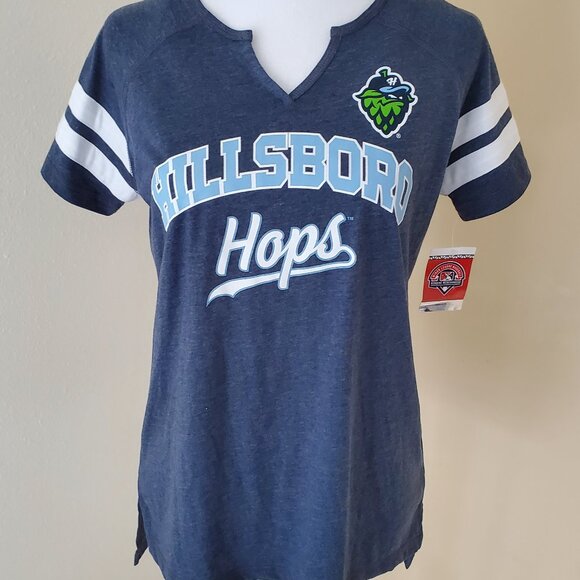Women’s MiLB Hillsboro Hops T-Shirts Size Small/Petite NWT Heather Blue - Picture 1 of 12